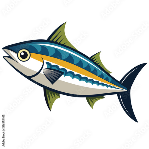 mackerel-fish-colorful-vector-isolated-image-on white background 