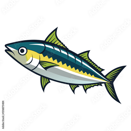 mackerel-fish-colorful-vector-isolated-image-on white background 