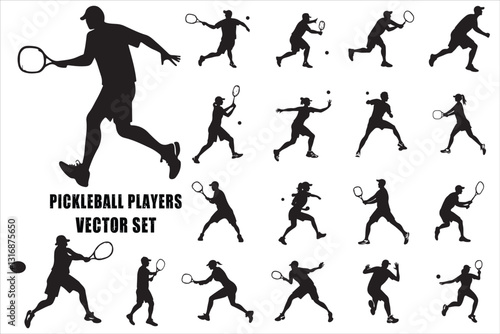Competitive Pickleball Player Vector Set