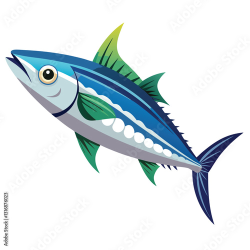 mackerel-fish-colorful-vector-isolated-image-on white background 