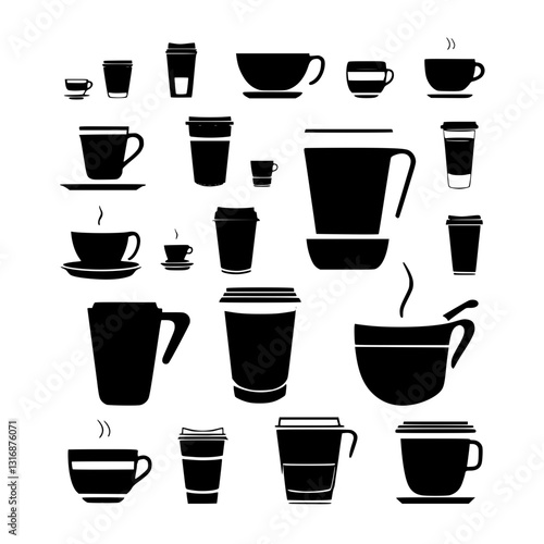 Wallpaper Mural set of coffee cups Torontodigital.ca