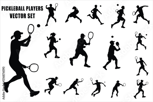Stylish Pickleball Player Vector Illustrations