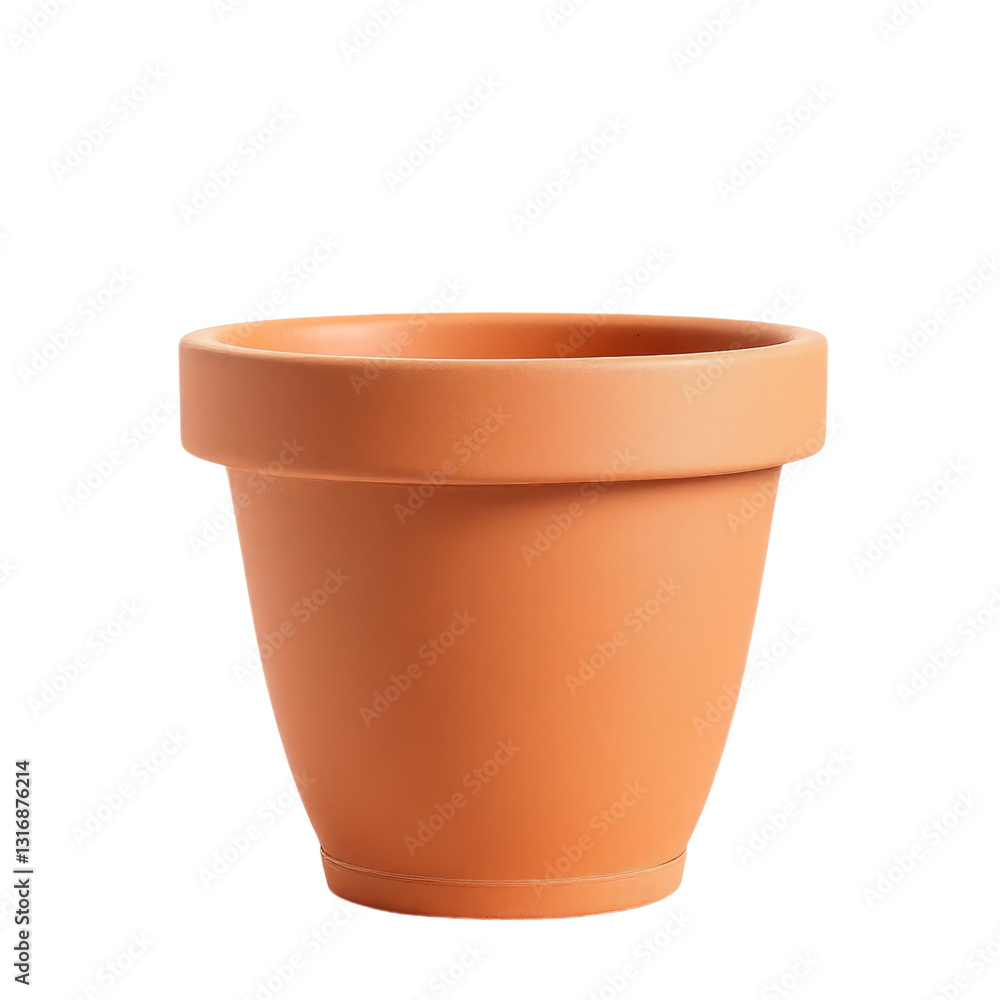 Empty Terracotta-Colored Plant Pot on Transparent Background Empty Terracotta-Colored Plant Pot on Transparent Background