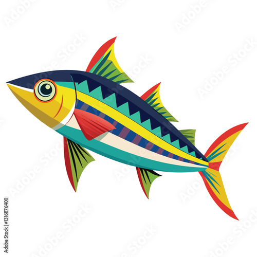 mackerel-fish-colorful-vector-isolated-image-on white background 
