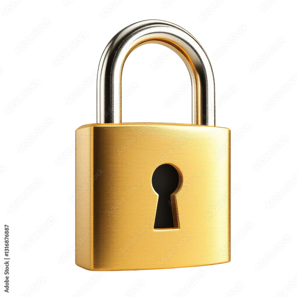 Naklejka premium Close-up of a golden security padlock.