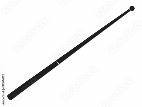 Pool cue silhouette on white background. Single billiard cue, vector illustration isolated on white background.