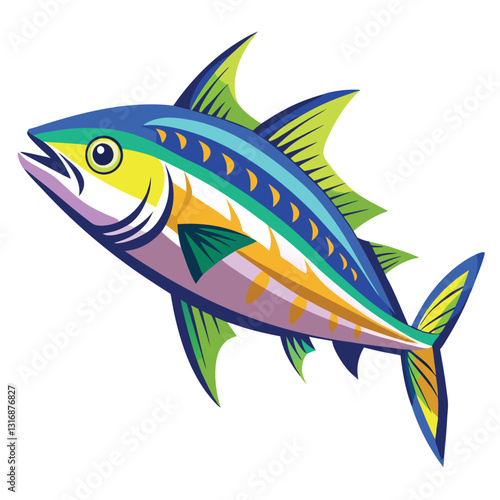 mackerel-fish-colorful-vector-isolated-image-on white background 