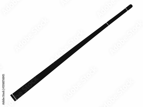 Pool cue silhouette on white background. Single billiard cue, vector illustration isolated on white background.