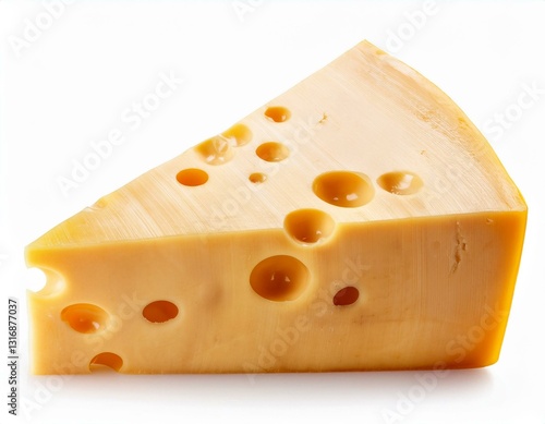 Piece of delicious cheese cut out with transparent background.