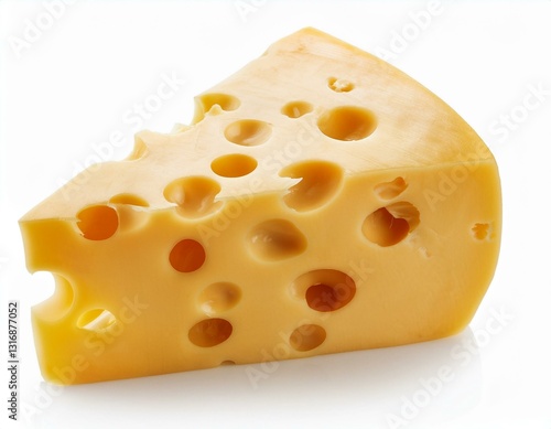 Piece of delicious cheese cut out with transparent background.