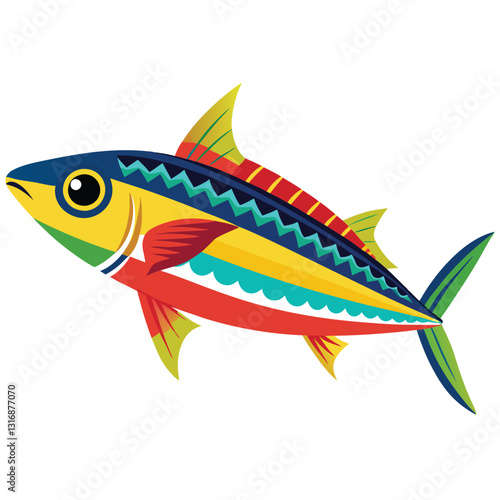 mackerel-fish-colorful-vector-isolated-image-on white background 