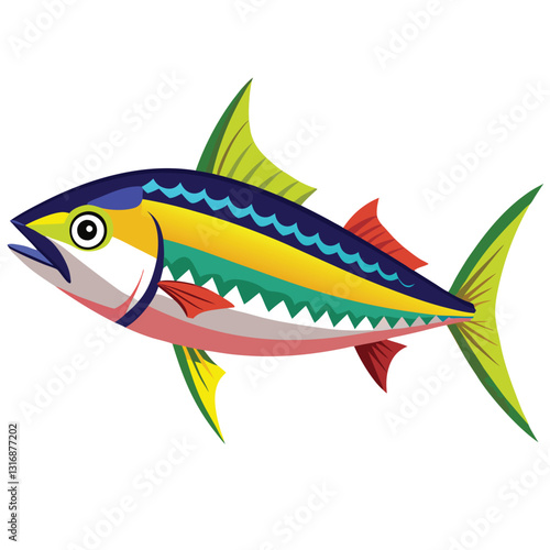 mackerel-fish-colorful-vector-isolated-image-on white background 