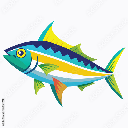 mackerel-fish-colorful-vector-isolated-image-on white background 