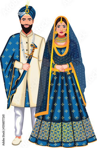 Punjabi Wedding Couple Vector Illustration (Royalty free)