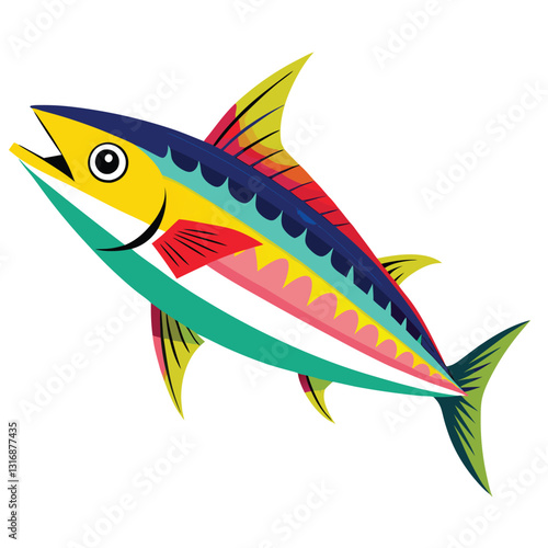 mackerel-fish-colorful-vector-isolated-image-on white background 