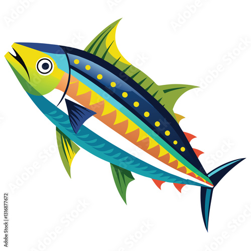 mackerel-fish-colorful-vector-isolated-image-on white background 