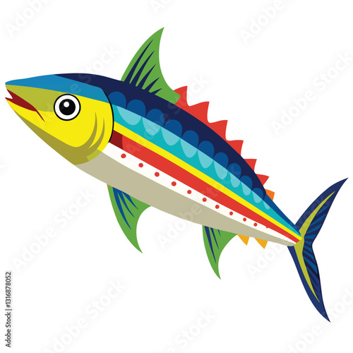 mackerel-fish-colorful-vector-isolated-image-on white background 