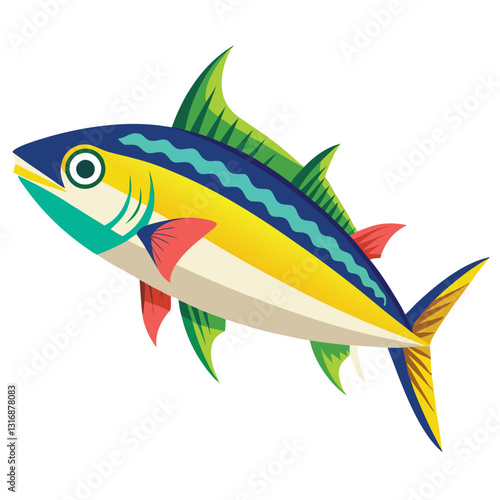 mackerel-fish-colorful-vector-isolated-image-on white background 