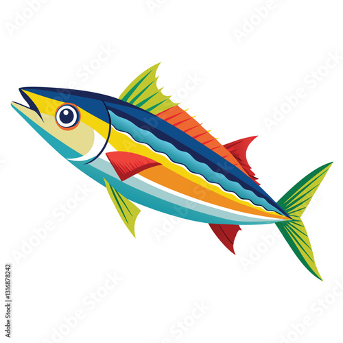mackerel-fish-colorful-vector-isolated-image-on white background 