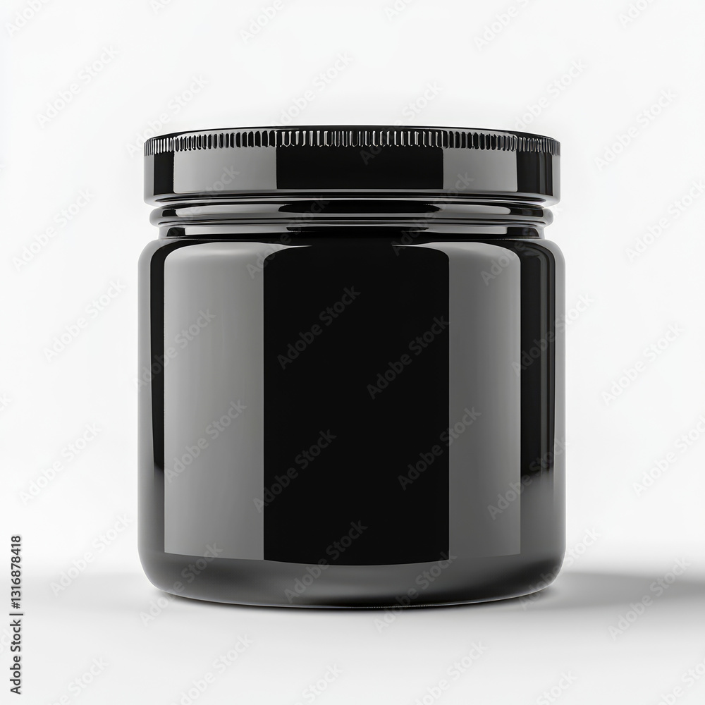Black Glass Jar Mockup on white background Black Glass Jar Mockup on white background