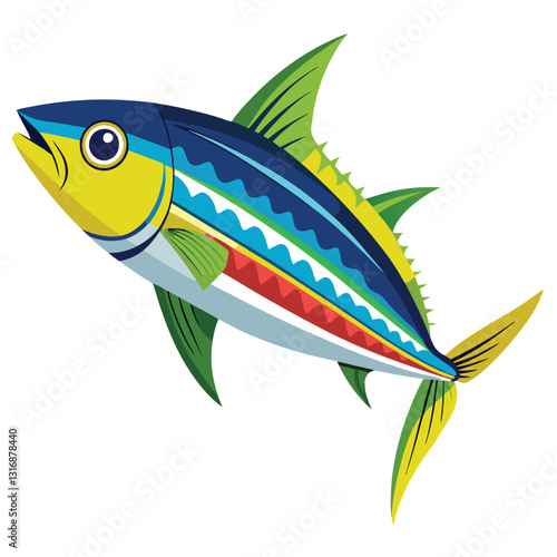 mackerel-fish-colorful-vector-isolated-image-on white background 
