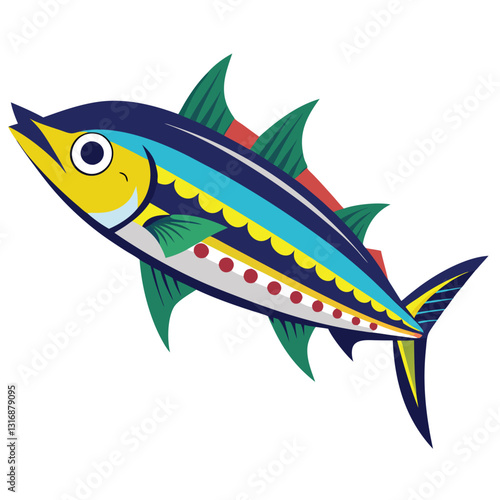 mackerel-fish-colorful-vector-isolated-image-on white background 