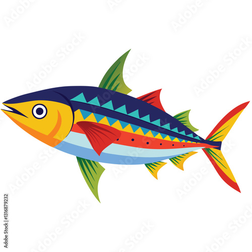 mackerel-fish-colorful-vector-isolated-image-on white background 