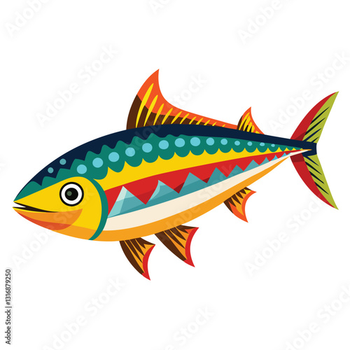 mackerel-fish-colorful-vector-isolated-image-on white background 