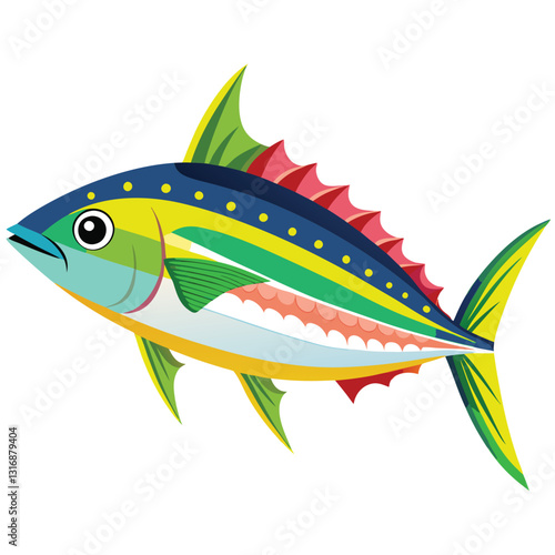 mackerel-fish-colorful-vector-isolated-image-on white background 