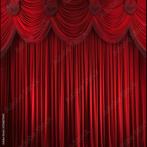Wallpaper Mural A Majestic Crimson Curtain Poised For A Grand Theatrical Performance, Rich In Texture And Deep In Color, Awaiting The Spotlights Unveiling Torontodigital.ca