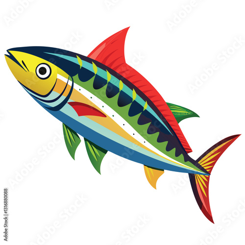 mackerel-fish-colorful-vector-isolated-image-on white background 