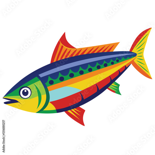 mackerel-fish-colorful-vector-isolated-image-on white background 