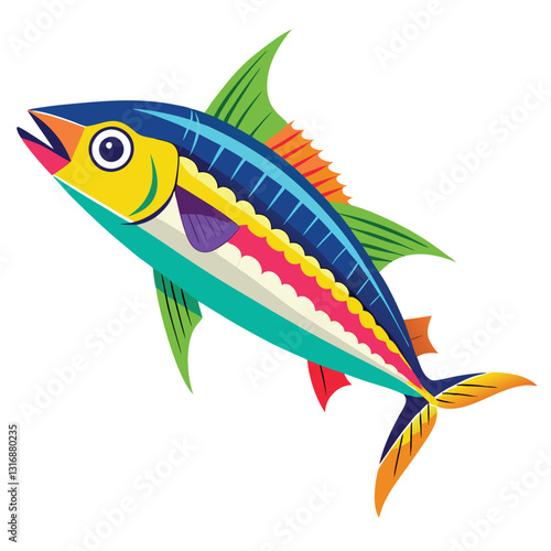mackerel-fish-colorful-vector-isolated-image-on white background 