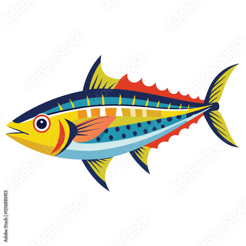 mackerel-fish-colorful-vector-isolated-image-on white background 