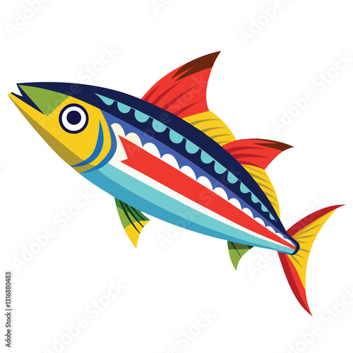 mackerel-fish-colorful-vector-isolated-image-on white background 