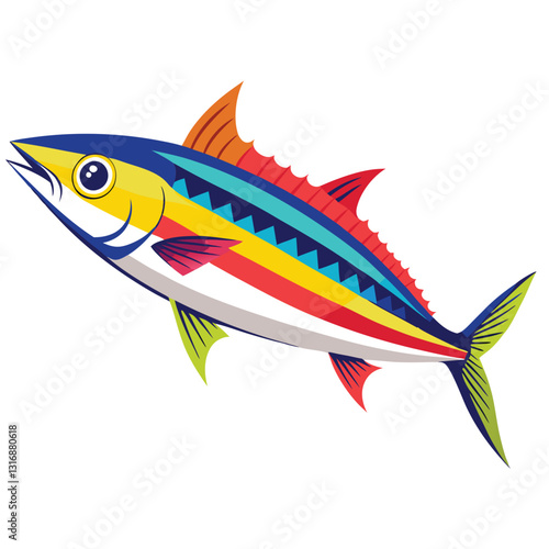mackerel-fish-colorful-vector-isolated-image-on white background 
