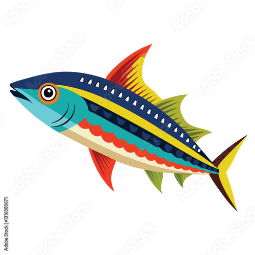 mackerel-fish-colorful-vector-isolated-image-on white background 