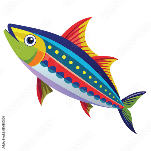 mackerel-fish-colorful-vector-isolated-image-on white background 
