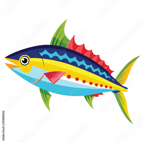 mackerel-fish-colorful-vector-isolated-image-on white background 