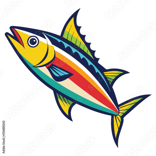 mackerel-fish-colorful-vector-isolated-image-on white background 