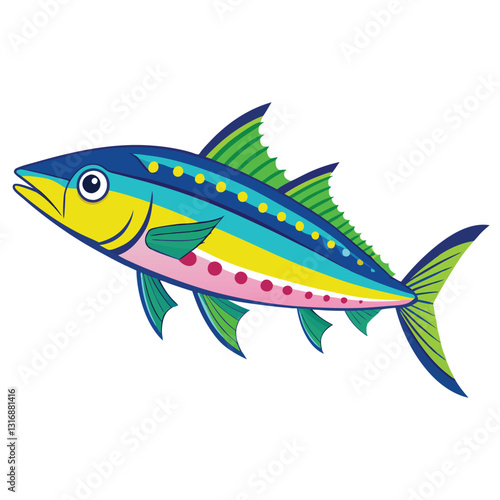 mackerel-fish-colorful-vector-isolated-image-on white background 