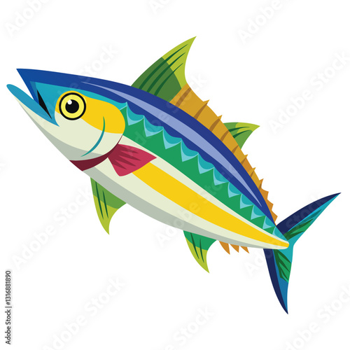 mackerel-fish-colorful-vector-isolated-image-on white background 