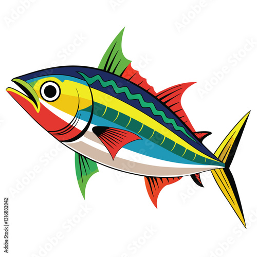 mackerel-fish-colorful-vector-isolated-image-on white background 