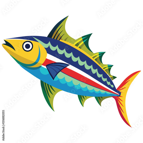 mackerel-fish-colorful-vector-isolated-image-on white background 