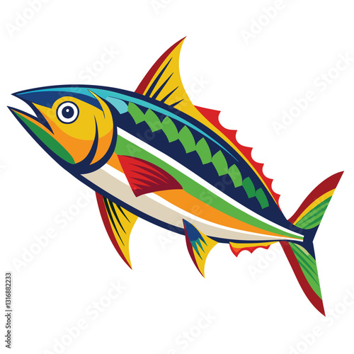 mackerel-fish-colorful-vector-isolated-image-on white background 