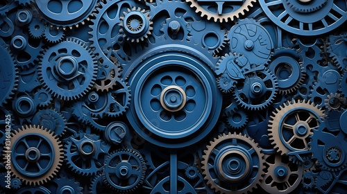 Wallpaper Mural circular blue gears Torontodigital.ca