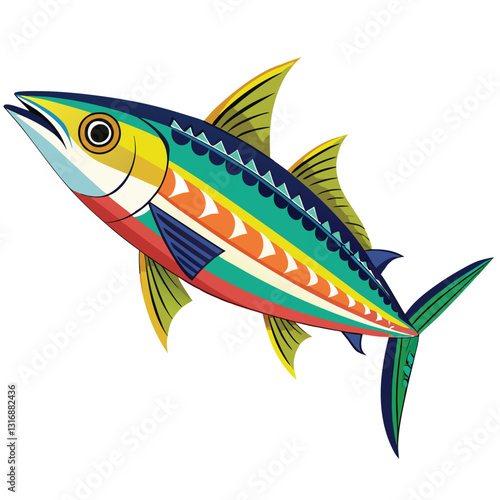 mackerel-fish-colorful-vector-isolated-image-on white background 