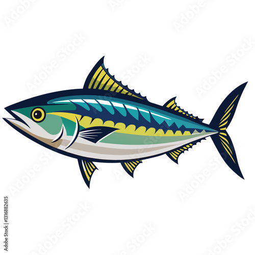 mackerel-fish-colorful-vector-isolated-image-on white background 