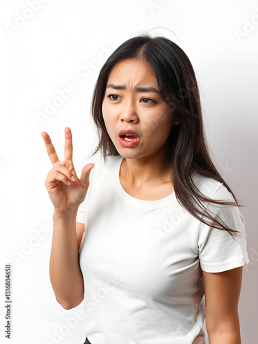 Wallpaper Mural Asian woman expressing disgust and annoyance in reaction to indecent exposure, isolated on white Torontodigital.ca