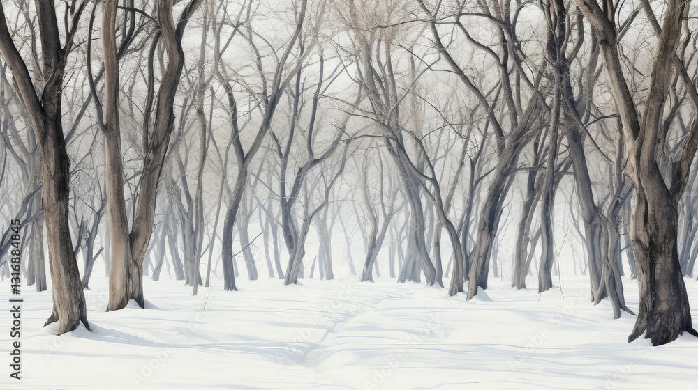 intertwined leafless trees snow intertwined leafless trees snow